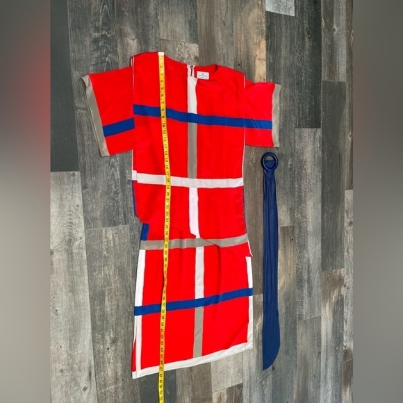 TED LAPIDUS Paris Vintage 80s Short Sleeves Color Blocked Dress US 8/40. - Picture 14 of 14